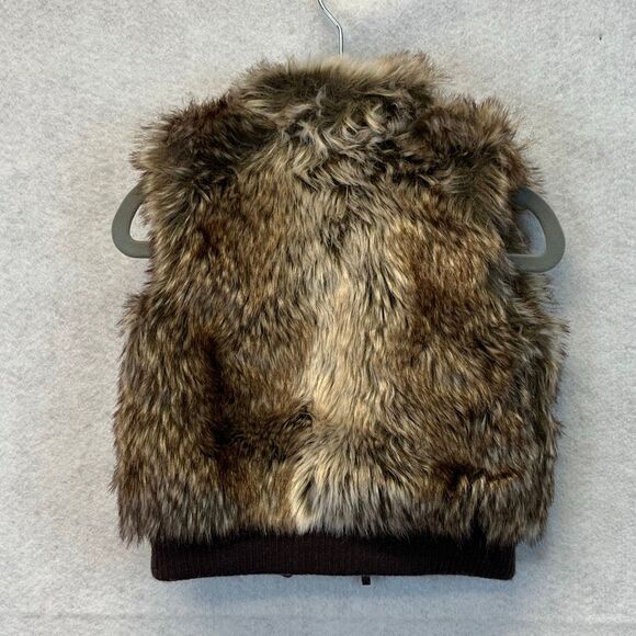 STARTING OUT Vest Girls Size 9 Months Brown Faux Fur Full Zip Sleeveless 9M Flaw - Picture 10 of 12